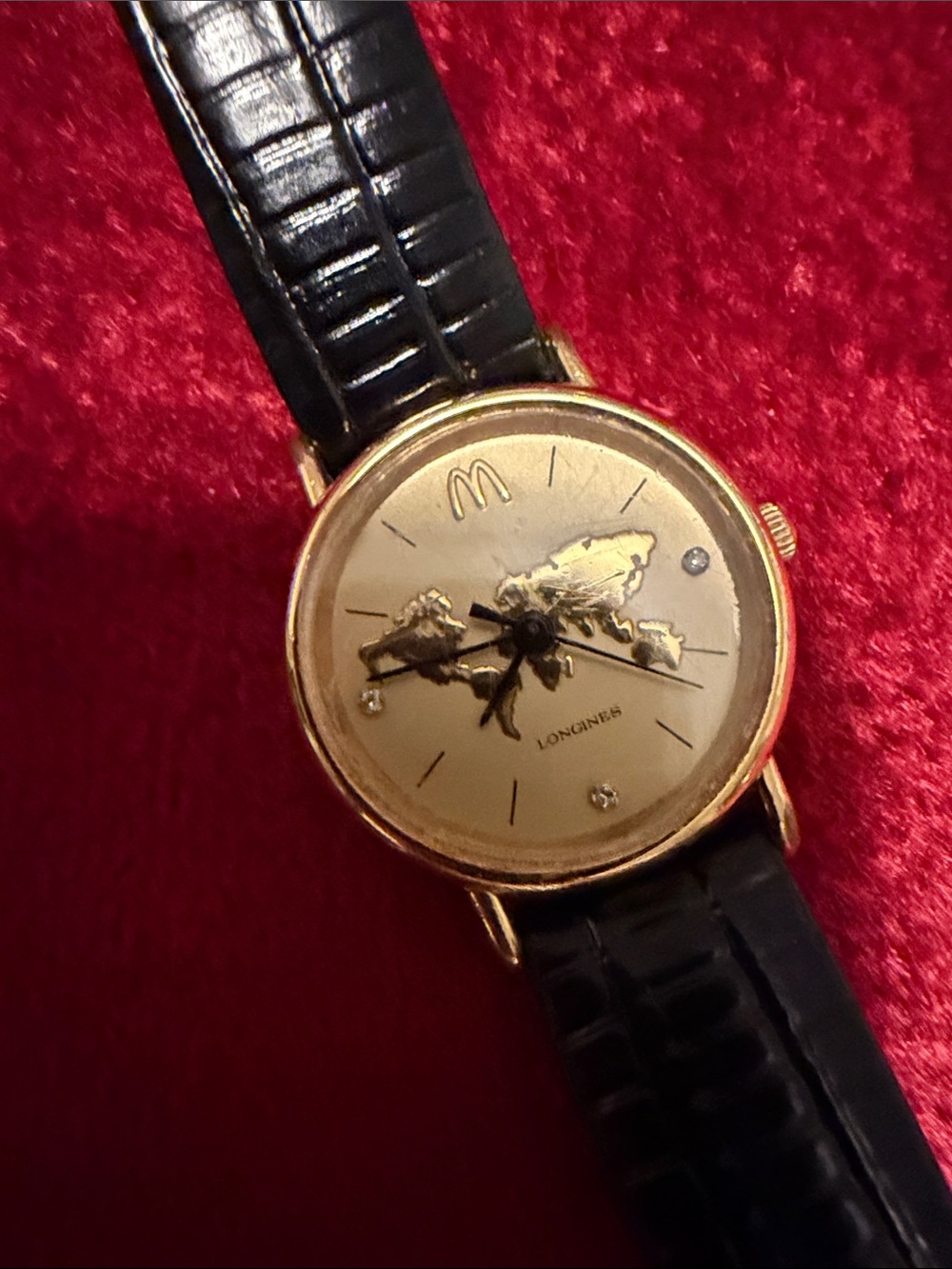 Longines women’s Black and Gold Leather Strap MCDonalds service watch - Picture 4 of 4